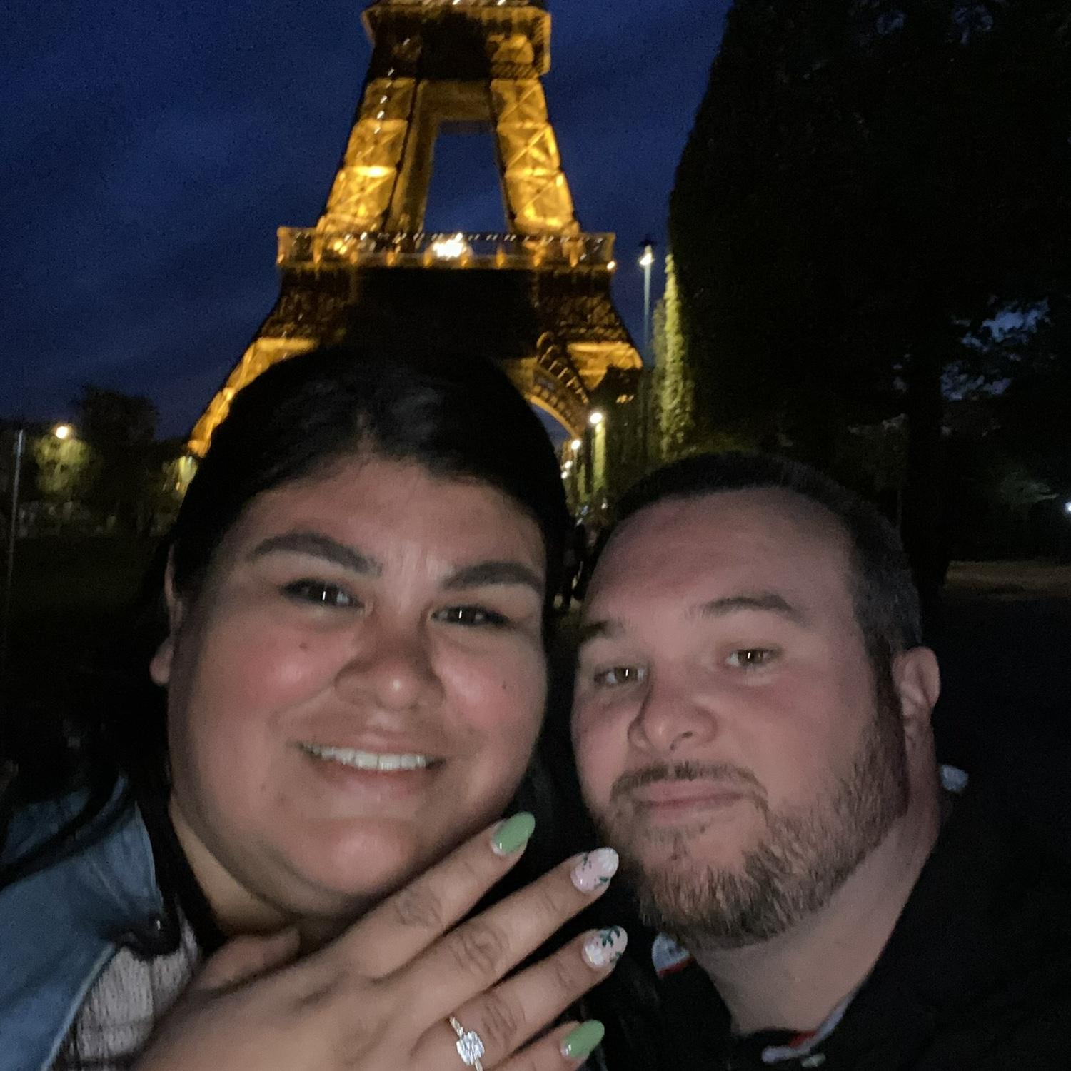 Cody popped the question in front of the Eiffel Tower