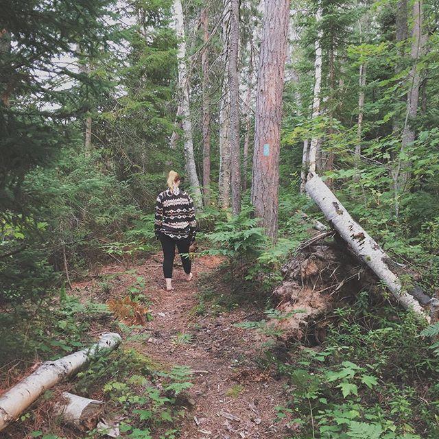 August 27th, 2015:
Emilio took this picture of Samantha walking barefoot through a pine forest while they were camping in the Upper Peninsula of Michigan.