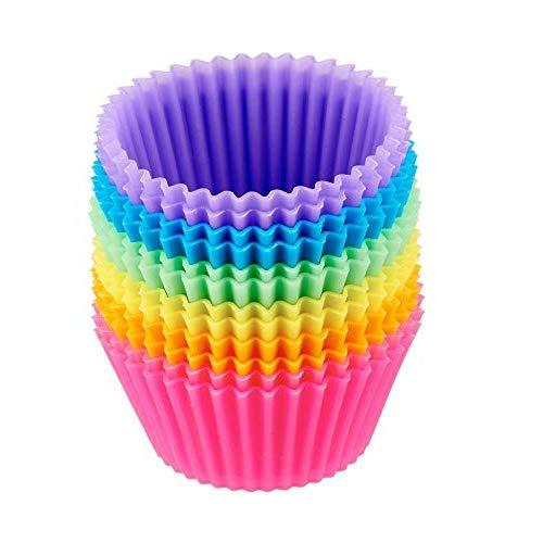 Prefer Green Reusable and Non-stick Silicone Baking Cups/Cupcake Liners/Muffins Cup Molds in storage Container-24 Pack
