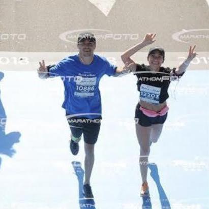 Our first half marathon together and we crossed the finish line side by side