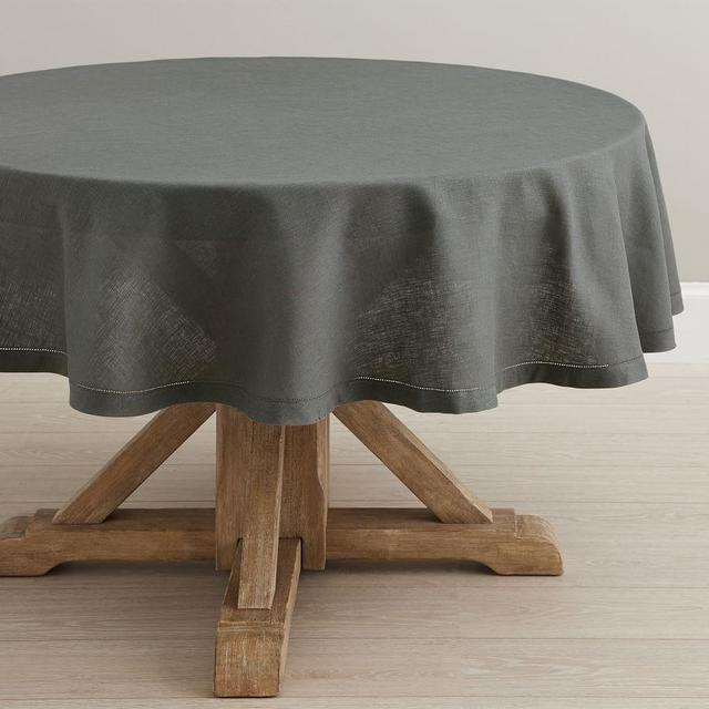 Belgian Linen Round Tablecloth, 90" - Charcoal