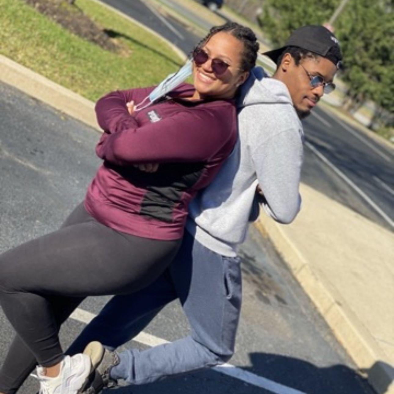 We took this photo the first time we said goodbye. Love a corny pose.