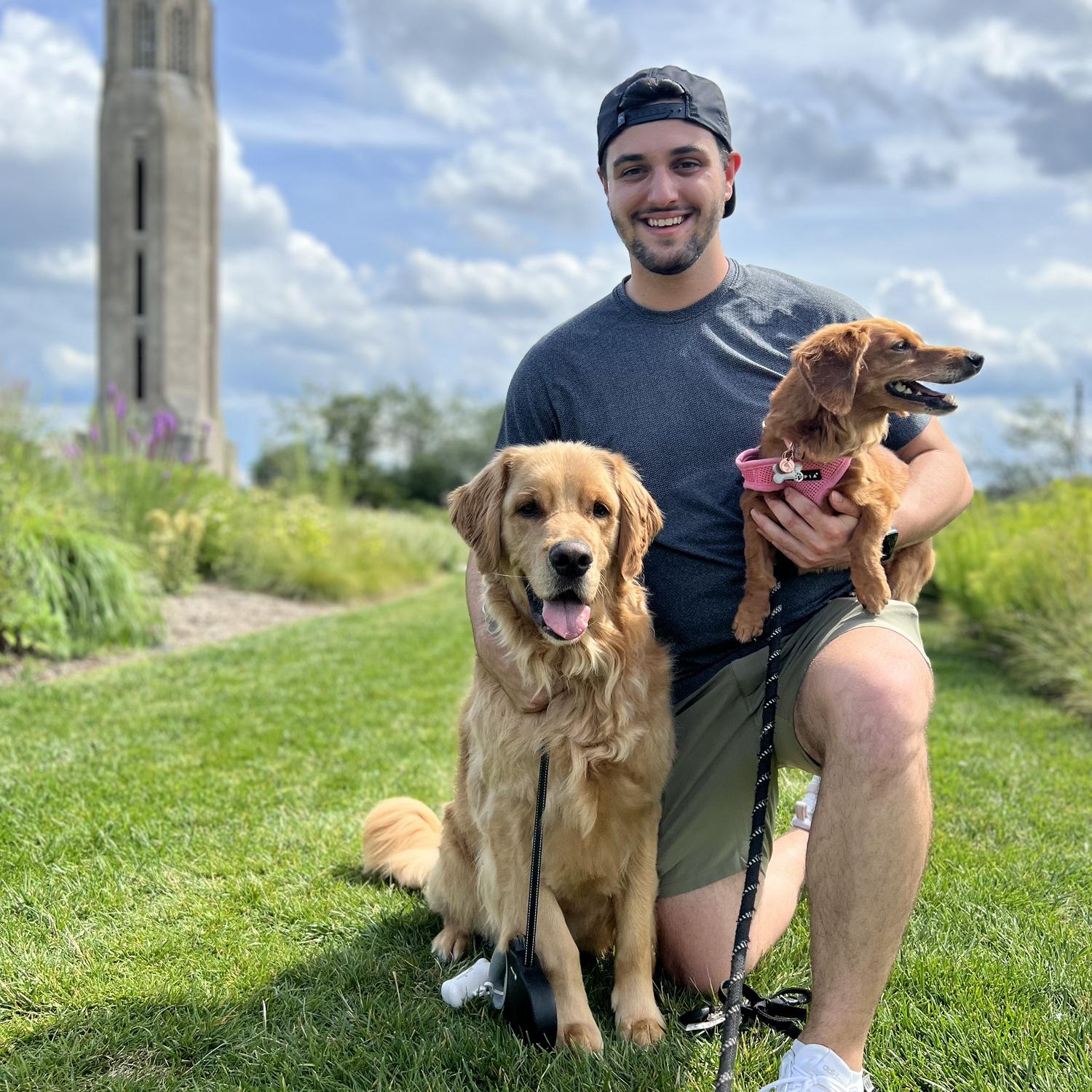 Dawson with our Fur-Babies, Chance and Olive - August, 2023