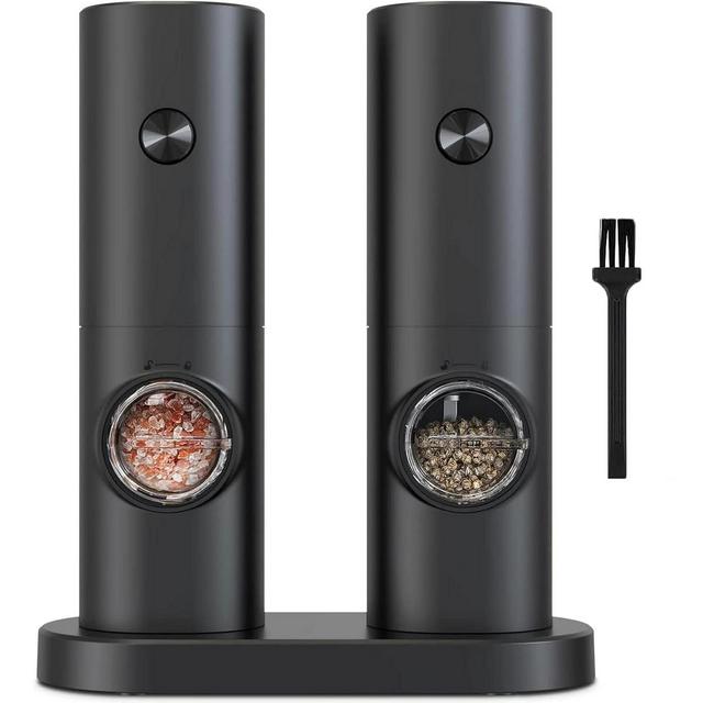 MOVSSOU Salt and Pepper Grinder Set Adjustable Coarseness Automatic Battery Powered