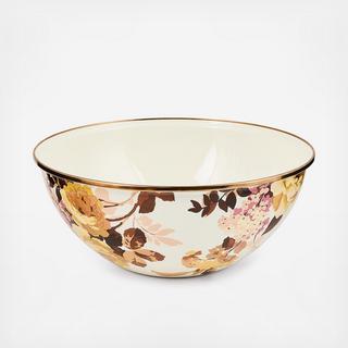 Wild Rose White Stainless Steel Large Everyday Bowl
