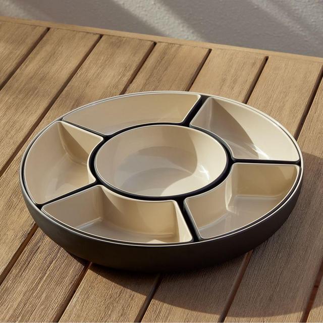 Aaron Probyn Kaloh Melamine Multi-Sectioned Chip & Dip Platter, Melamine, Semi Matte, Black