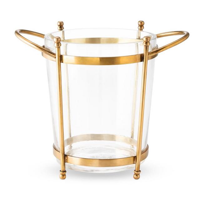 Antique Brass and Glass Ice Bucket