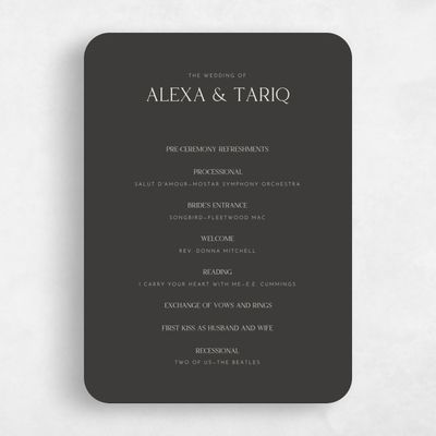 Grey Rounded Wedding Program - Sharpe