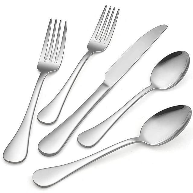 18/10 Silverware Set, HaWare 60-Piece Stainless Steel Flatware Set Service for 12, Luxury Cutlery Set with Ultra Sharp Serrated Knife, Modern Eating Utensil Include Knife Fork Spoon, Dishwasher Safe