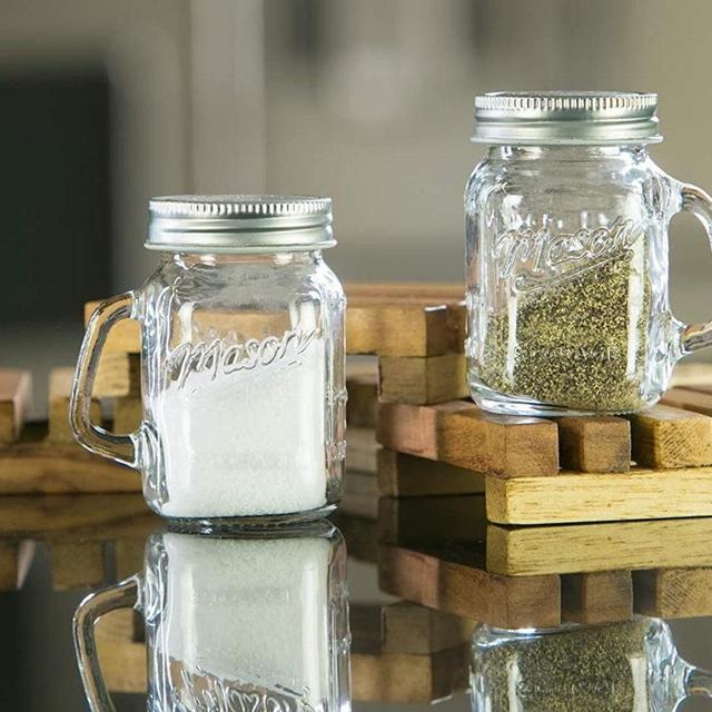 Glass Jar Salt and Pepper Shakers