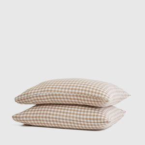 European Linen Pillowcase Set in Cafe Gingham