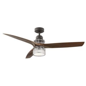 Kichler 54-in Satin natural bronze with brushed nickel accents Integrated Led Indoor Downrod Mount Ceiling Fan with Light Kit and Remote (3-Blade)