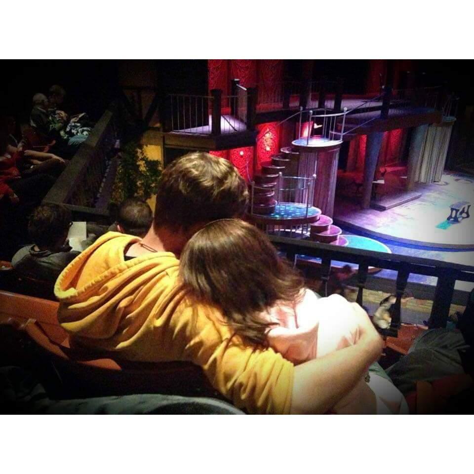 Our first trip together was to Shakesfest in Utah as part of our drama club. Getting ready to watch Hamlet...