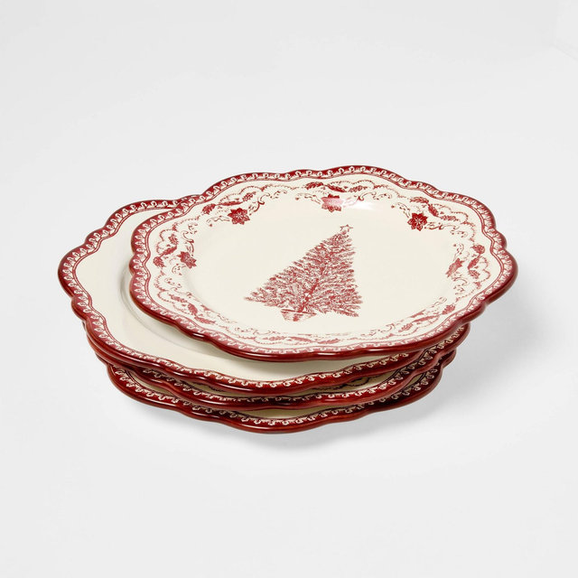 4pk 8.625" Salad Plate Red Pattern - Threshold™ designed with Studio McGee