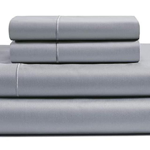 CHATEAU HOME COLLECTION 100% Egyptian Cotton Sheets King Size, 800 Thread Count Silver 4 Piece Sheet Set, Solid Sateen Weave, 16" Deep Pocket (Fits Upto 18" Mattress), Long Staple Cotton Bedsheet Set