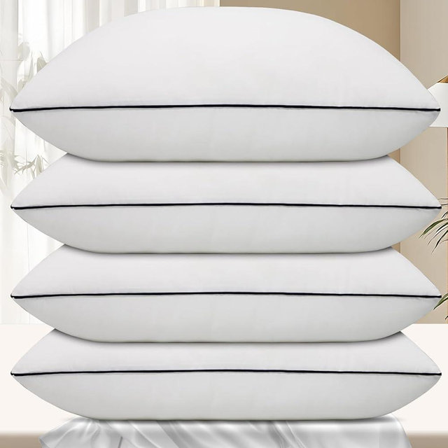 Vorouhals Hotel Collection Bed Pillows for Sleeping 4 Pack Standard Size Cooling Pillows Set of 4 for Back, Stomach or Side Sleepers, Super Soft Down Alternative Microfiber Filled Pillows