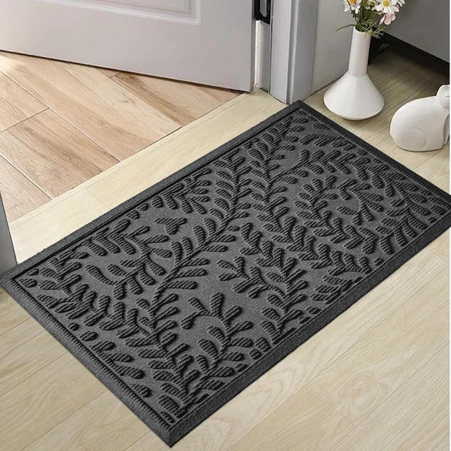 HIYARD Front Door Mat, Absorbent Dirt Trapping Welcome Door Mat Indoor Outdoor, Non Slip Entry Mat, Indoor Outdoor Door Mats, Fade Resistant, Low Profile Doormat for Entryway, 36×24, Grey