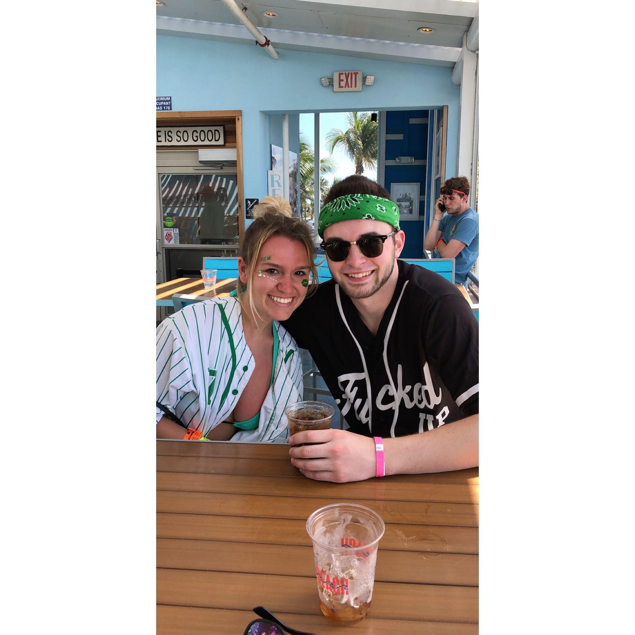Their first St. Patty's day. They were in Florida for spring break, and Covid was in full force. This is right before all the bars shut down.