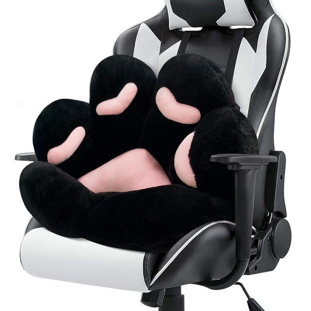 MOONBEEKI Cat Paw Cushion Chair Comfy Kawaii Plush Seat Cushions Shape Lazy Pillow for Gamer Chair 28"x 24" Cozy Floor Cute Seat Kawaii for Girl Worker Gift, Dining Room Bedroom Decorate Black