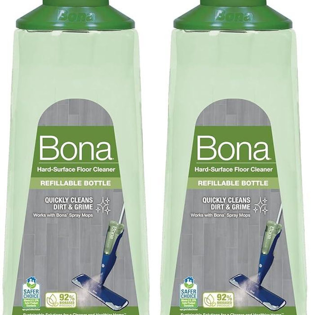 Bona Multi-Surface Floor Cleaner Refillable Spray Mop Cartridge, for Stone Tile Laminate and Vinyl LVT/LVP, 34 Fl Oz (Pack of 2)