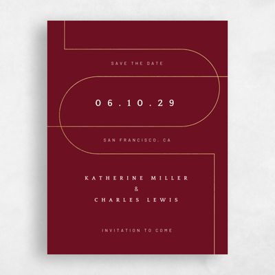 Dark Burgundy, Red Wedding Save the Date - Corwin Portrait Foil