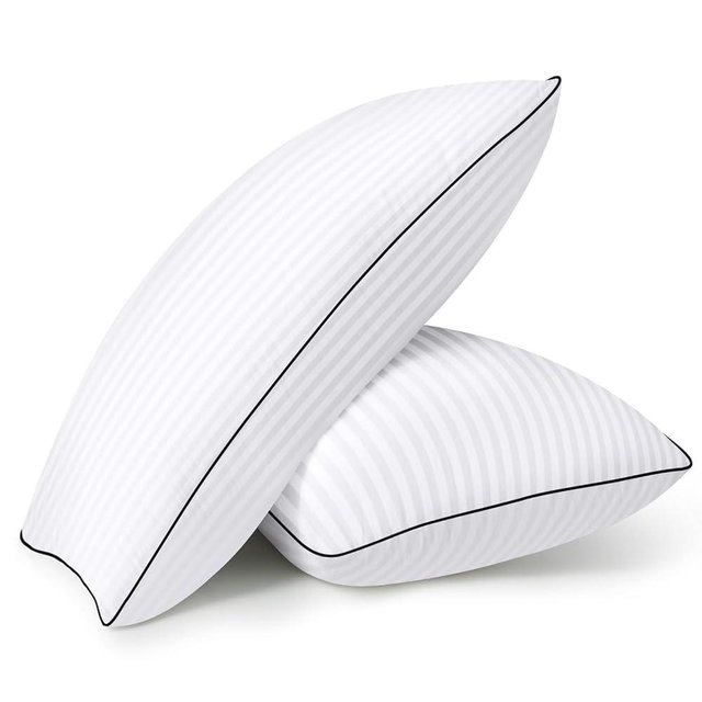 HYLEORY Bed Pillows Queen Size Set of 2 for Sleeping - Luxury Hotel Pillows, Soft & Supportive Down Alternative Microfiber Cooling Pillow for Night Sweats Back/Stomach/Side Sleepers, White