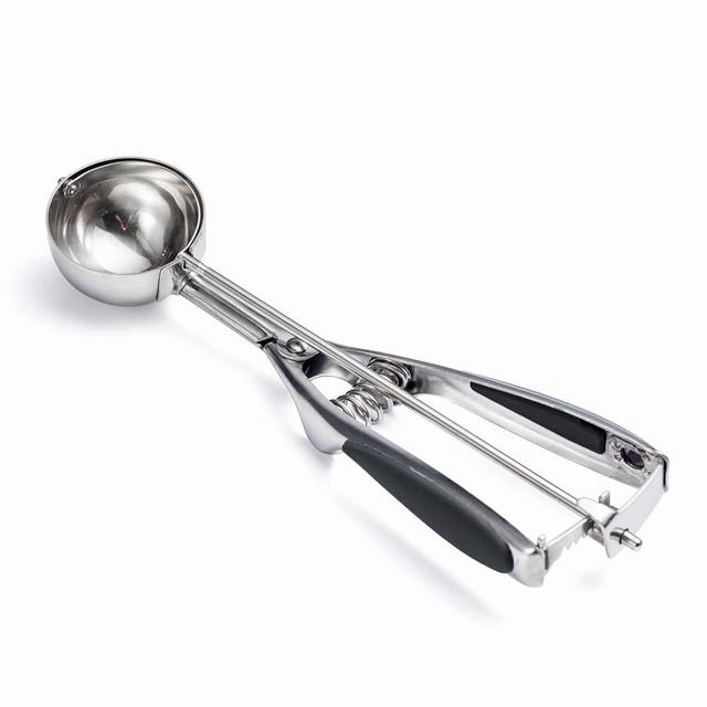 Social Chef Stainless Steel Cookie Scoop - Small Cookie Dough Scooper for Perfect Cookies Sized Cookies - Small Ice Cream Scooper with Trigger Release (Black)