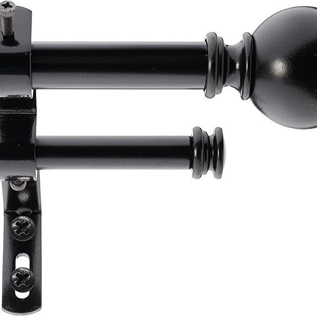 Urbanest Ball Adjustable Double Drapery Curtain Rod Set, 5/8", 48"-84", Matte Black