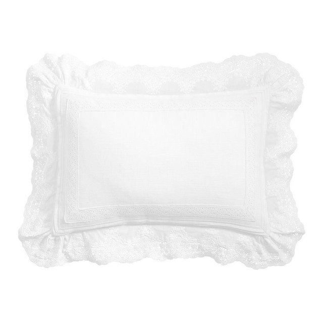 LoveShackFancy Lace Crochet Lumbar Pillow Cover, 14" x 20", Neutral