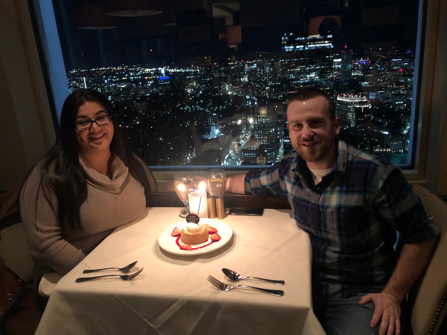 Our 1 year anniversary dinner at Top of the Hub in Boston!