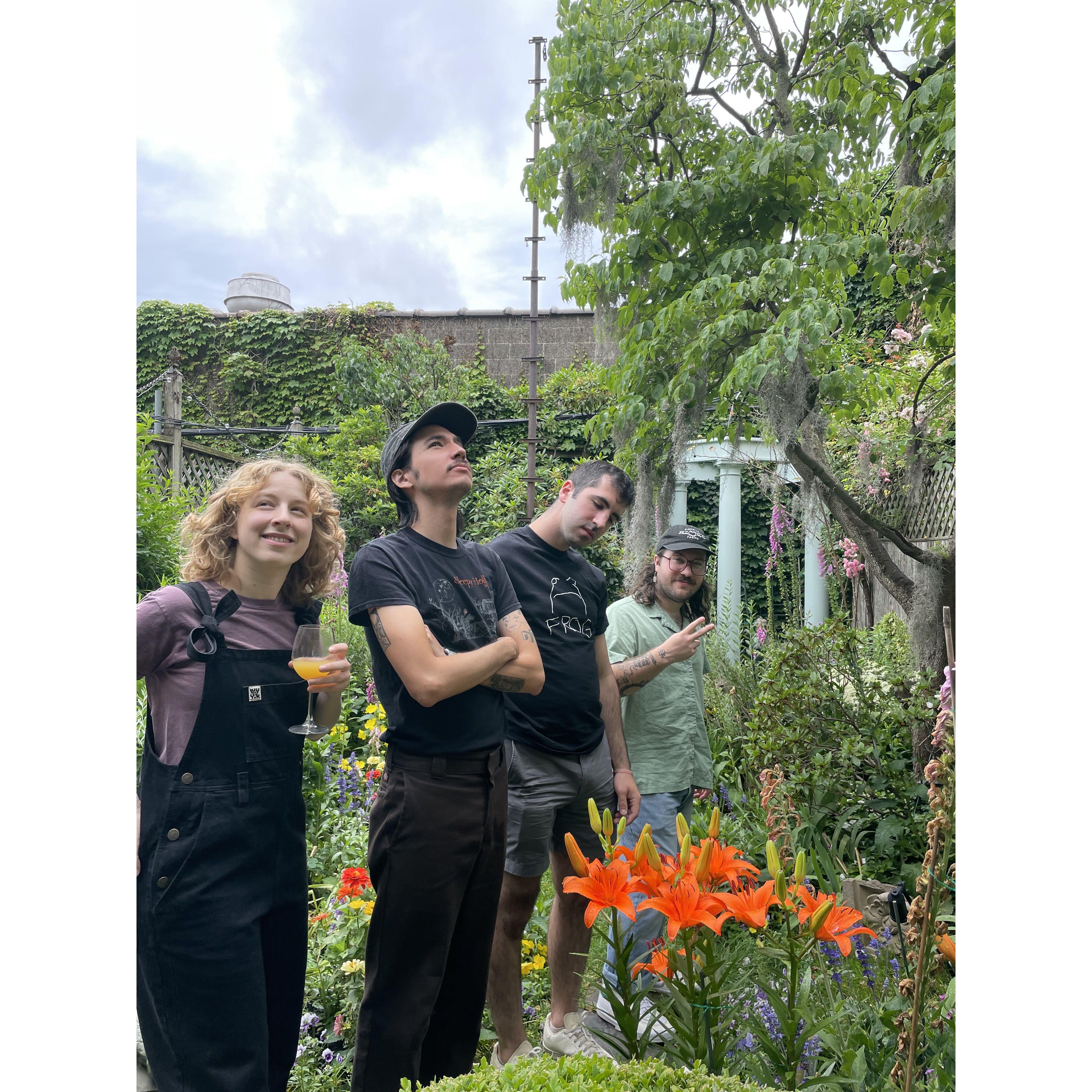 Amanda, Matthew, Peter, and Joey in Alice & Ben's back yard in Brooklyn.