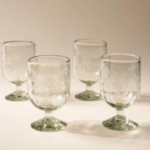 Etched Thistle Recycled Glassware | Wine glass, set of 4
