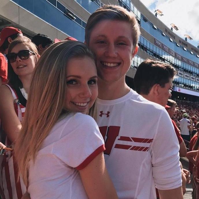 Attending a Badger football game together while visiting Grace's older sister, Catie. September 2017.