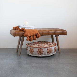 Chennel Stitched Leather Bench