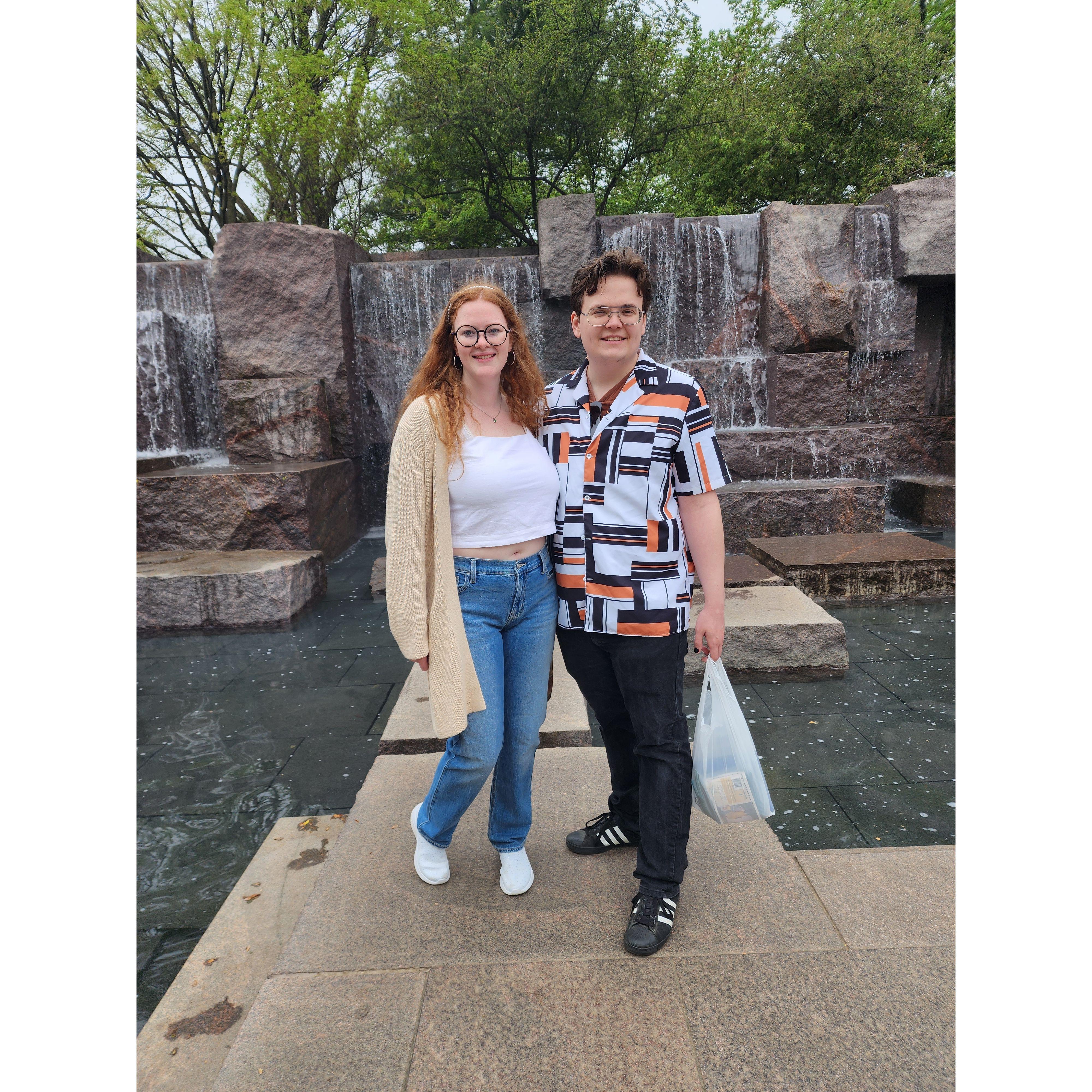 What's prettier, us or the water feature?