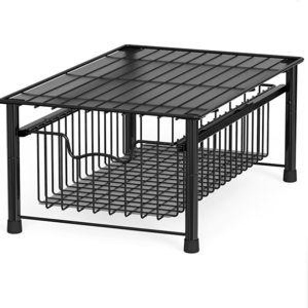 Simple Houseware Stackable Basket Drawer, 1-Tier, Black