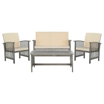 Santorini 4-Piece Patio Conversation Set - Gray - Safavieh
