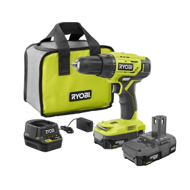 18-Volt ONE+ Lithium-Ion Cordless 1/2 in. Drill/Driver Kit with (2) 1.5 Ah Batteries, Charger, and Bag