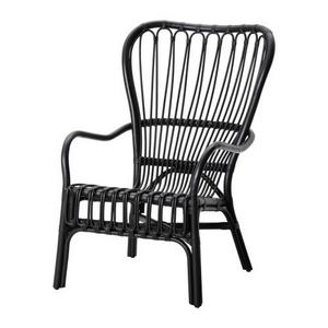 STORSELE Armchair, black, rattan