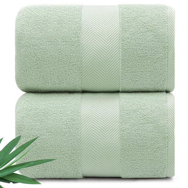 Alusa Home Ultra Soft & Plush Viscose from Bamboo Bath Sheets - 700 GSM Pack of 2 - Extra Large 70x35 in - Super Absorbent & Quick Drying (Eucalyptus Green)