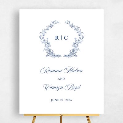 Dusty Cobalt, Blue Wedding Sign - Eleanora Portrait