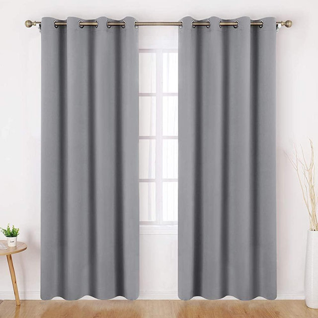 HOMEIDEAS Blackout Curtains for Bedroom 52 X 84 Inch Long 2 Panels Set Light Grey/Gray Room Darkening Curtains/Drapes, Soundproof Thermal Grommet Window Curtains for Living Room