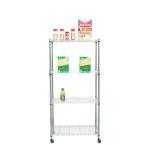 49 in. H x 23 in. W x 13 in. L 4-Tier Metal Storage Rack Shelving Unit with Wheels in Silver