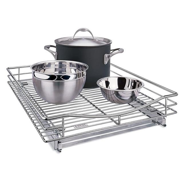Lynk Professional Organizer Pull Out Under Cabinet Sliding Shelf, 17" W x 21" D, Chrome