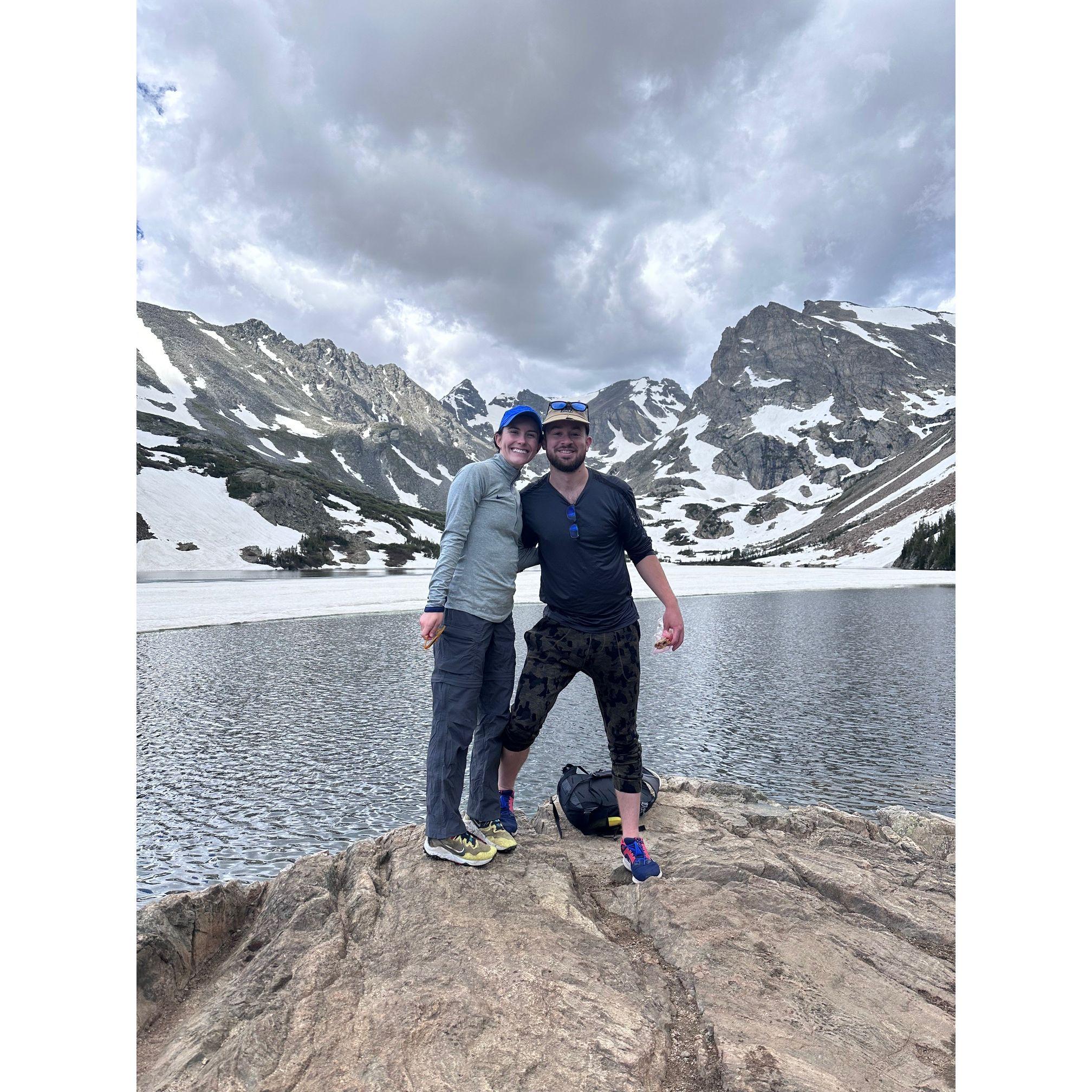 Back on our engagement hike, five months after our engagement.