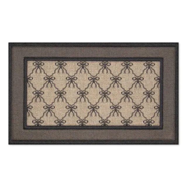 Apache Mills 1'6"x2'6" Premier Woven Bow Lattice Doormat Black Sisal