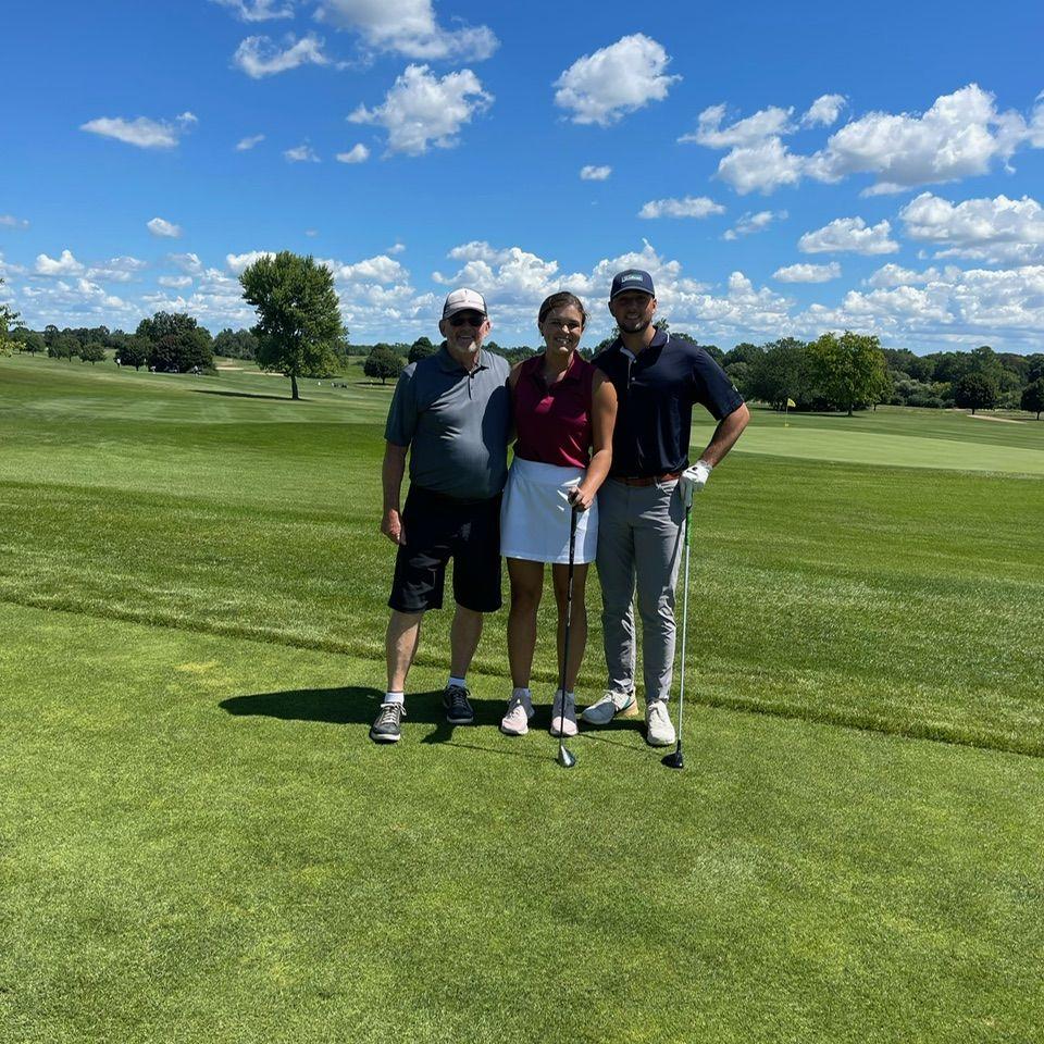Mason's first visit to IL - golfing with Papa
