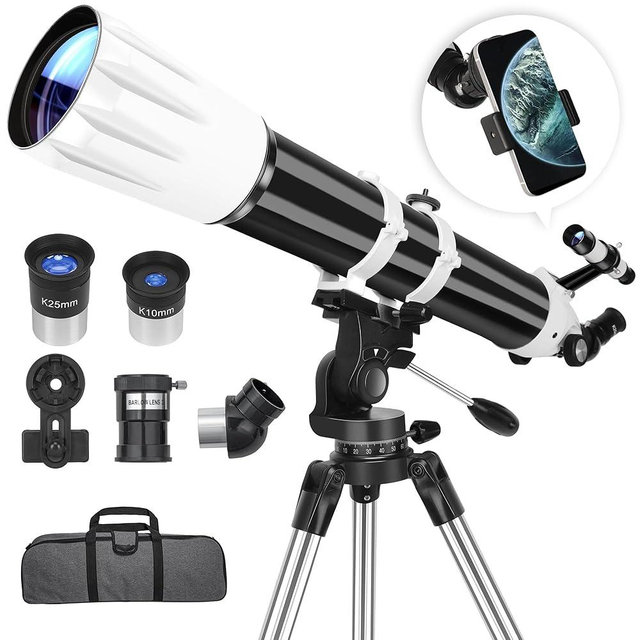 Telescope, 90mm Aperture 900mm Professional Telescopes for Adults Astronomy - High Powered Multi-Coated Portable Refractor Telescopes for Beginners & Kids with Travel Carry Bag, Phone Adapter