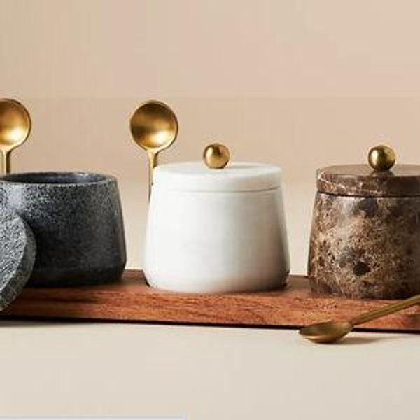 Marble Condiment Set with Spoons