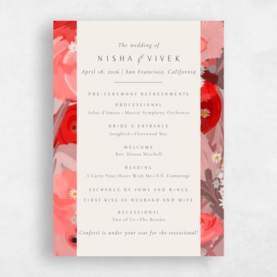 Coral, Orange Wedding Program - Chesley